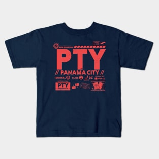 Vintage Panama City PTY Airport Code Travel Day Retro Travel Tag Kids T-Shirt